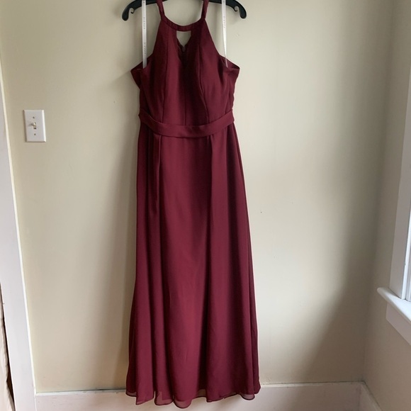 Azazie maron dress maxi size A12 sleeveless - Picture 10 of 12